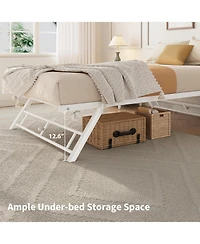 gaomon Twin Pop-Up Trundle Bed Frame with Lockable Casters, Foldable Metal Daybed, Space Saving Design