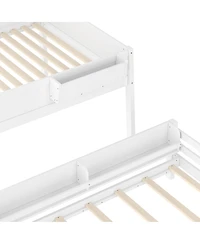 Streamdale Furniture Queen Bunk Bed w/ Storage Shelf and Bookshelf