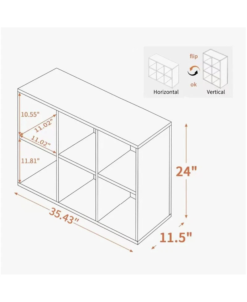 Streamdale Furniture Wooden 6-Shelf Bookcase Storage Organizer