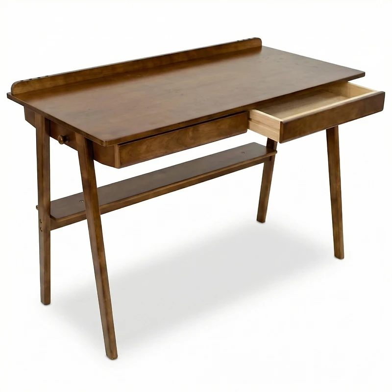 Streamdale Furniture Walnut Mid-Century Modern Writing Desk with Storage
