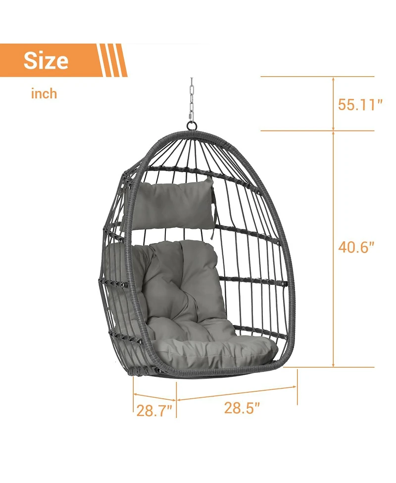Streamdale Furniture Outdoor Garden Rattan Egg Swing Chair Hanging Chair
