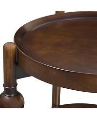 Streamdale Furniture Classic Solid Wood Round Side Table with Lower Shelf