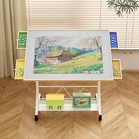 Streamdale Furniture Wooden Tilting Puzzle Table with Drawer Legs and Wheels