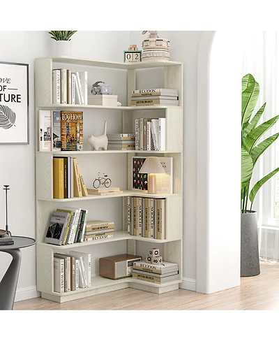 Streamdale Furniture 90cm Freestanding Corner Bookshelf with Anti-Tip Device