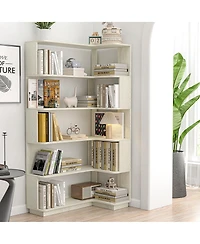 Streamdale Furniture 90cm Freestanding Corner Bookshelf with Anti-Tip Device