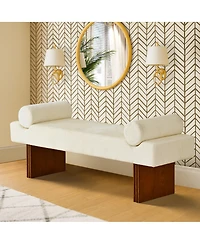 Maison Boucle 60" Chenille Bedroom Bench, End of Bed Upholstered Bench with Bolsters