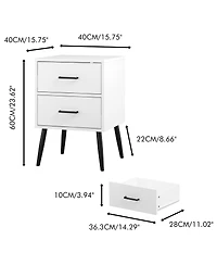 Streamdale Furniture Modern 2-Drawer Nightstand with Metal Accents