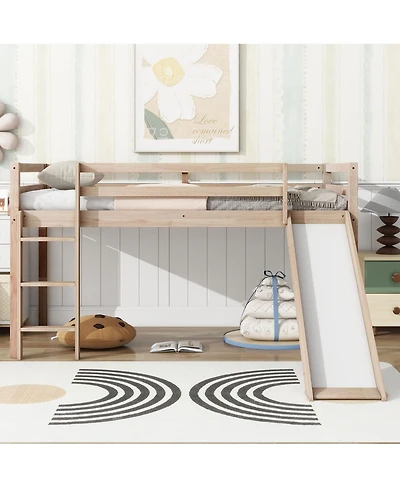 Streamdale Furniture Low Loft Bed with Slide and Ladder