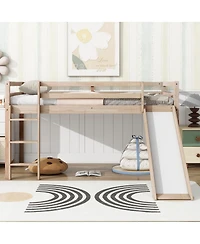 Streamdale Furniture Low Loft Bed with Slide and Ladder