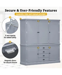 Streamdale Furniture Freestanding Wooden Kitchen Pantry Cabinet with Drawers and Doors