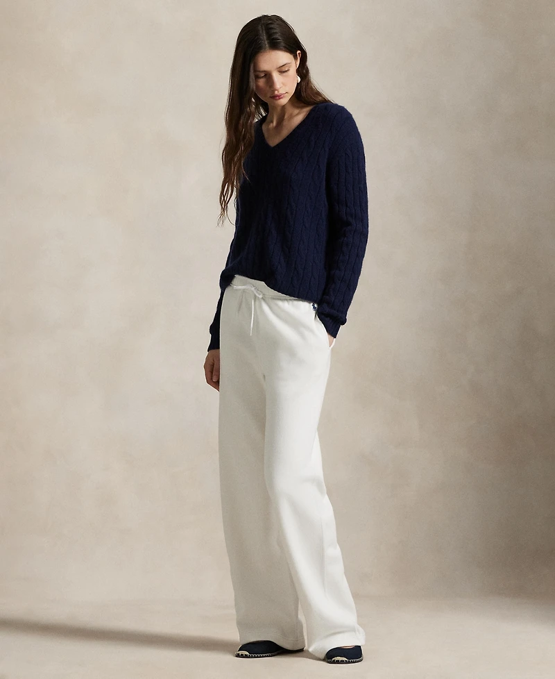 Polo Ralph Lauren Women's Drawstring Fleece Wide-Leg Sweatpant