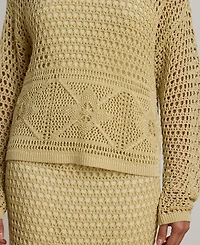 Lauren Ralph Women's Pointelle-Knit Boat Neck Sweater