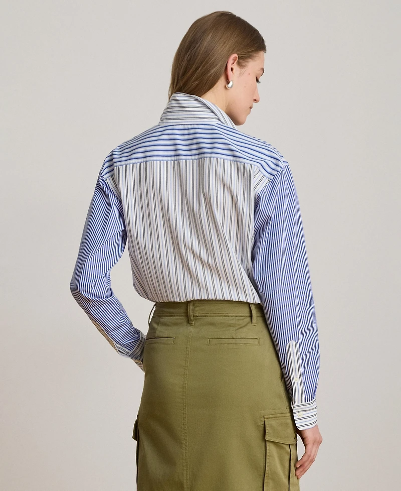 Lauren Ralph Women's Spread Collar Striped Broadcloth Shirt