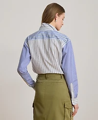 Lauren Ralph Women's Spread Collar Striped Broadcloth Shirt