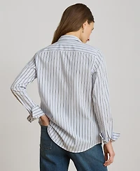 Lauren Ralph Women's Point Collar Striped Broadcloth Shirt