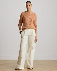 Lauren Ralph Women's Cable-Knit Boat Neck Sweater