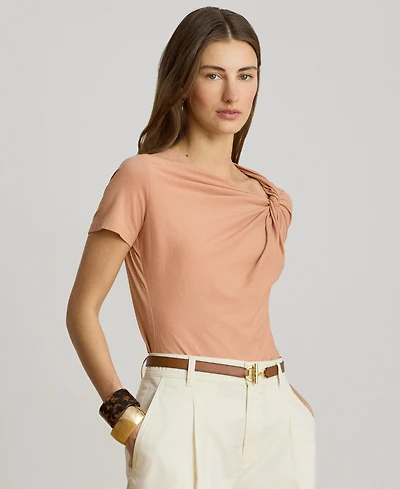 Lauren Ralph Women's Straight-Fit Twist-Neck T-Shirt
