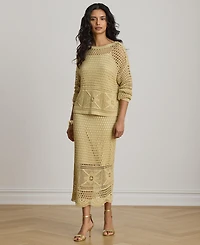 Lauren Ralph Women's Scallop Hem A-Line Midi Pencil Skirt