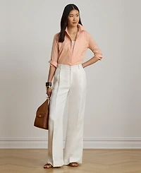 Lauren Ralph Women's Classic Fit Striped End-On-End Shirt