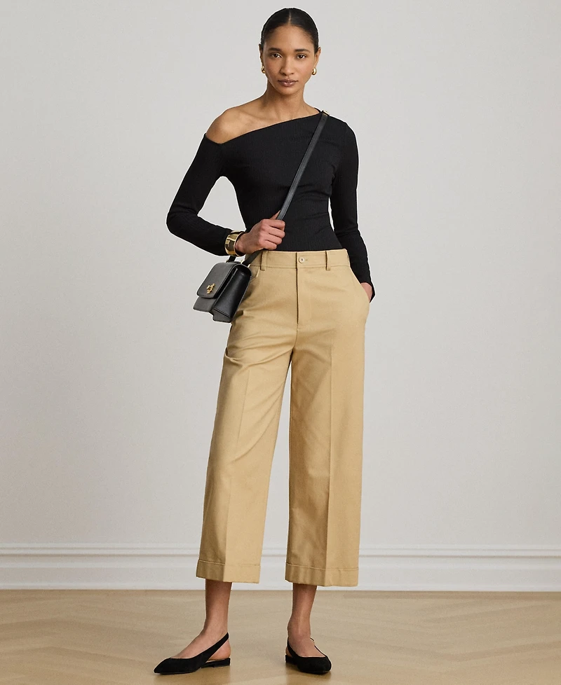 Lauren Ralph Women's High-Rise Double-Faced Stretch Cropped Pants