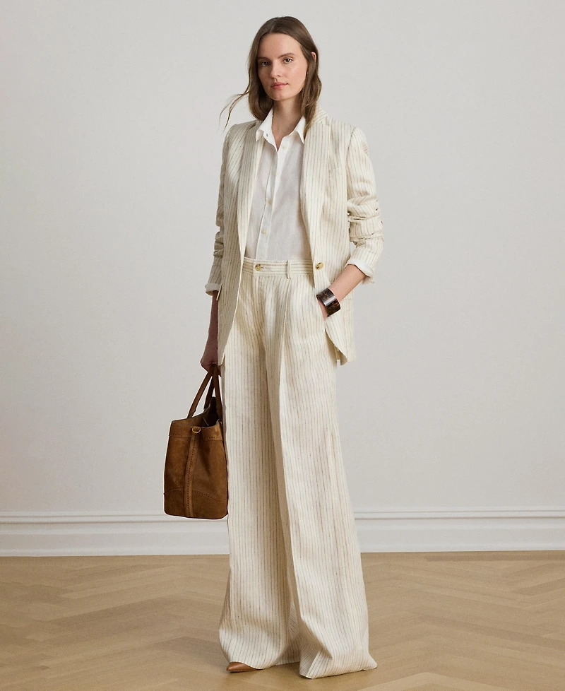 Lauren Ralph Women's High-Rise Pinstripe Wide-Leg Pants