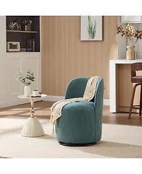 Streamdale Furniture Swivel Barrel Dining Chair, Mid Century Modern Linen Accent Chair