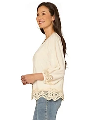 Democracy Women's Open-Front Crochet Framing Crop Jacket