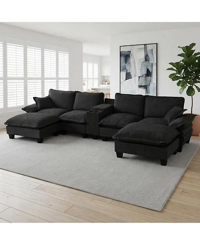Streamdale Furniture Modular U-Shape Cloud Couch with Storage and Usb