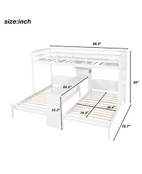 Streamdale Furniture Twin Bunk Bed with Desk, Shelves and Lamp