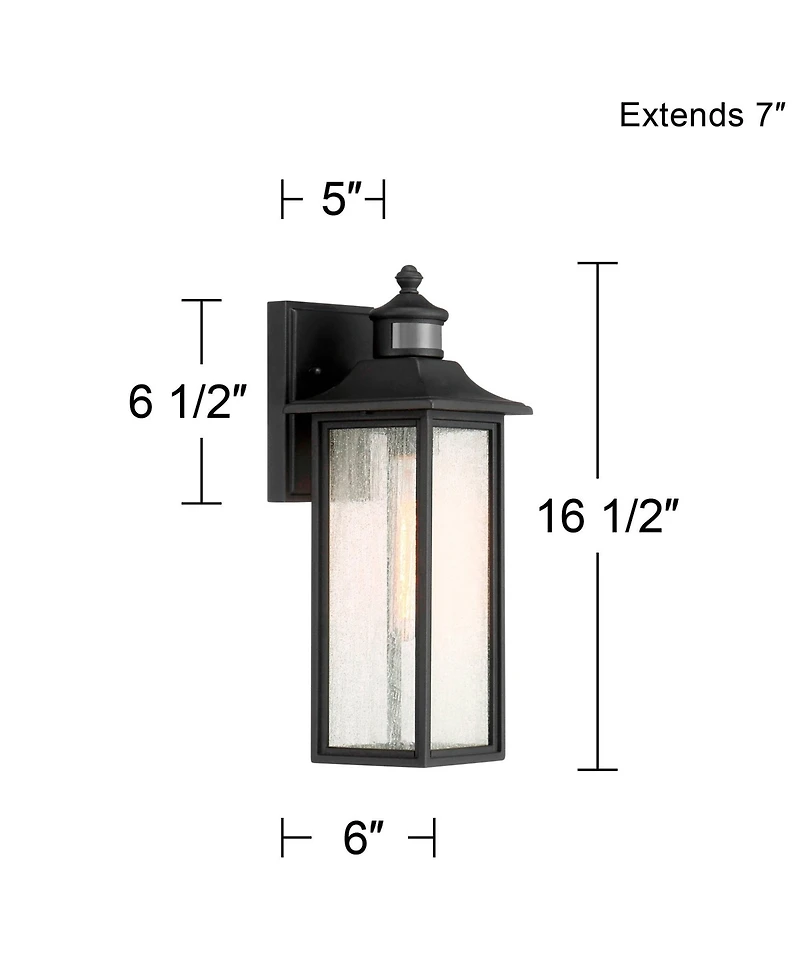 John Timberland Mission Outdoor Wall Light Fixtures Set of 2 Motion Sensor 16 Seeded Glass for Post Exterior Barn Deck