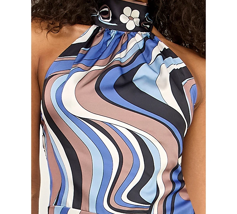 Seni & Cade Women's Printed Halter Neck Handkerchief Dress