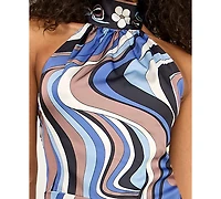 Seni & Cade Women's Printed Halter Neck Handkerchief Dress