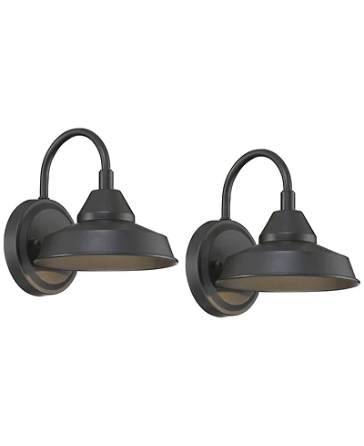 John Timberland Westley Rustic Farmhouse Outdoor Wall Light Fixtures Set of 2 Led Dark Sky Gooseneck Arm 8 for Post Exterior