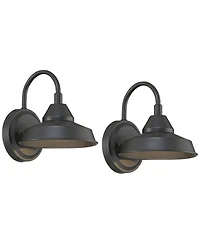 John Timberland Westley Rustic Farmhouse Outdoor Wall Light Fixtures Set of 2 Led Dark Sky Gooseneck Arm 8 for Post Exterior