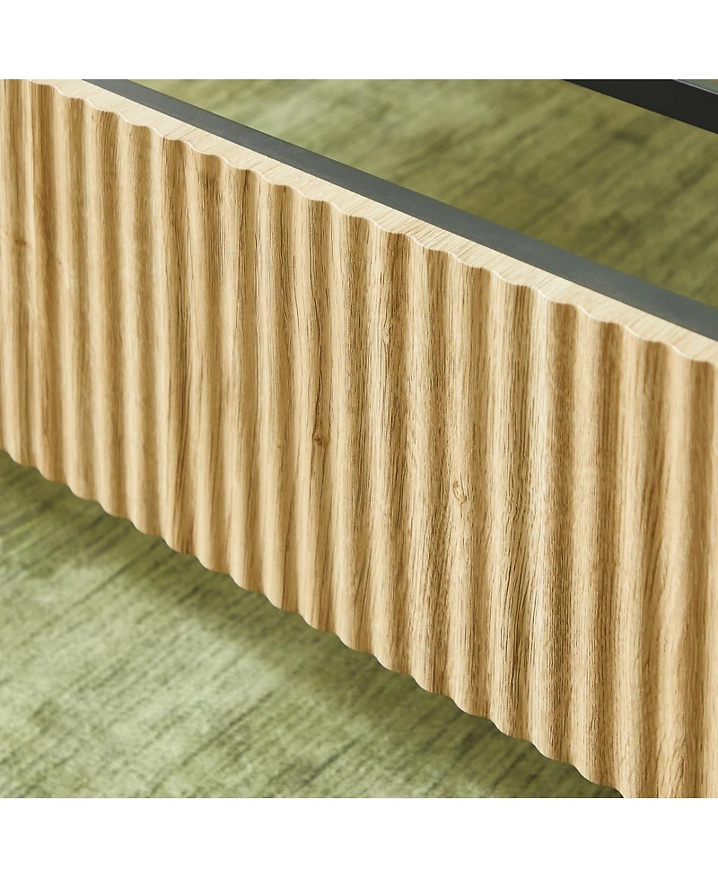 Streamdale Furniture King Size Wooden corrugated curved lines, No Box Spring Needed