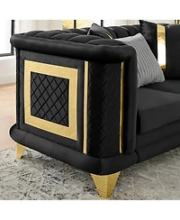 Streamdale Furniture 89" Velvet 3-Seater Luxury Sofa with Gold Trim and Pillows