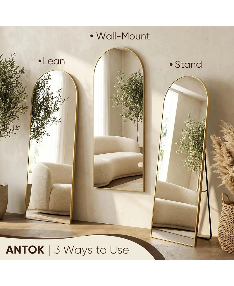 Antok Full Length Mirror, 58"x18" Floor Mirror, Arch Floor Standing Mirror Freestanding Arch Full Body with Stand for Bedroom