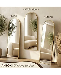 Antok Full Length Mirror, 58"x18" Floor Mirror, Arch Floor Standing Mirror Freestanding Arch Full Body with Stand for Bedroom