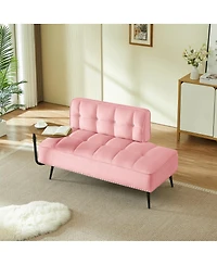 Streamdale Furniture Modern 54" Velvet Loveseat w/ Rotating Side Table