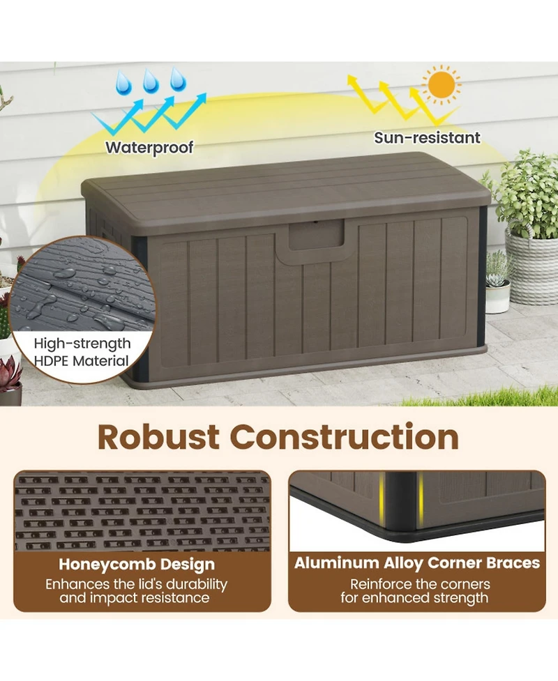 Gouun 100-Gallon Hdpe Lockable Deck Box with Gas Strut Lid