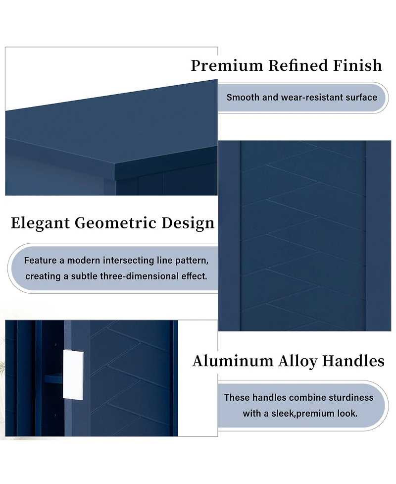 Rainsken 55" Modern Wood 4 Door Buffet Sideboard with Open Shelf