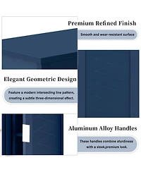 Rainsken 55" Modern Wood 4 Door Buffet Sideboard with Open Shelf