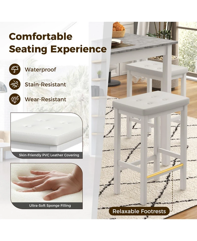 Gouun 5-Piece Counter-Height Bar Table Set with 4 Padded Stools