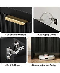 Tribesigns 6 Tier Shoe Cabinet with Doors, 25 Pair Fluted Entryway Shoe Storage Cabinet, 43.31" Tall Modern Freestanding Shoe Rack