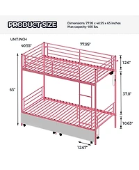 Streamdale Furniture Metal Bunk Bed w/Usb, Split, Storage
