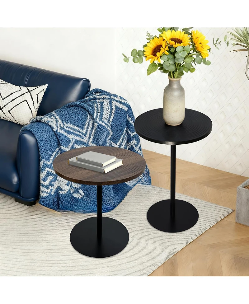 Streamdale Furniture 2-Piece Small Round Wood/Metal Side Tables