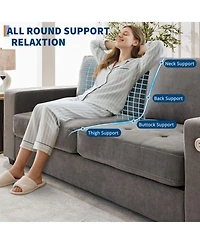 89" Versatile Contemporary Sectional Sofa Chenille Fabric for Two with Usb Charging Port and Side Storage Pocket, Cover Removable