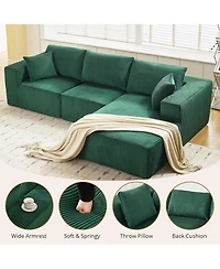 gaomon 108" modular sectional with cloud foam, L shape chaise, corduroy fabric, throw pillows, no assembly, comfy and space saving design.