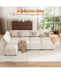 gaomon 9-Seat L-Shaped Sectional Sofa, Modular Design with Removable Storage Ottoman, Convertible Sleeper Couch for Living Room, Bedroom
