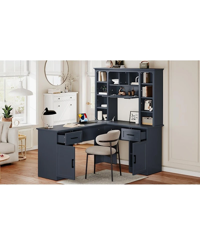 Streamdale Furniture L-Shaped Desk w/ Storage, Power Outlet
